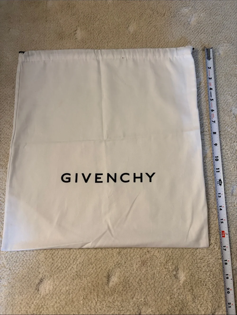 Givenchy White Cotton Drawstring Dust Bag with Black Logo